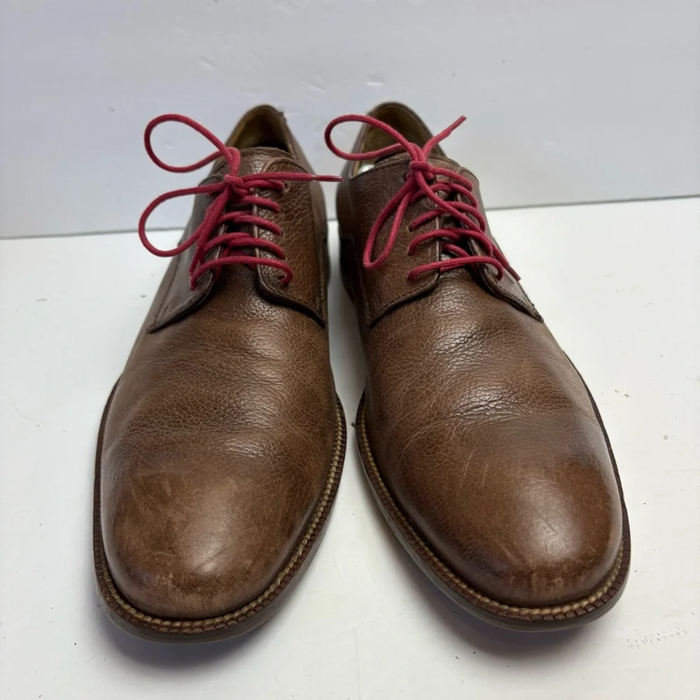 Cole Haan Williams Brown and Red Laces Derby Oxfords Distressed Leather 10.5 M
